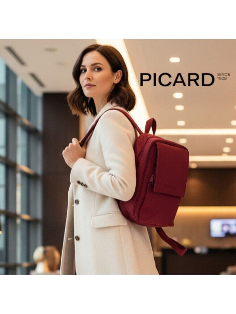 PICARD Compact Laptop Backpack Red German Travel Minimalist EUC